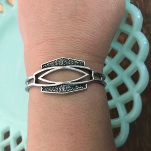 Pave Hematite Silver Cuff Bracelet